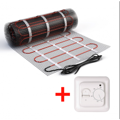 Изображение №1 - Теплый пол нагревательный мат (15 кв.м.) + механический терморегулятор